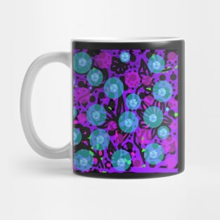 Tropicana. A bright, floral summery design in pink, purple, blue and white. Mug